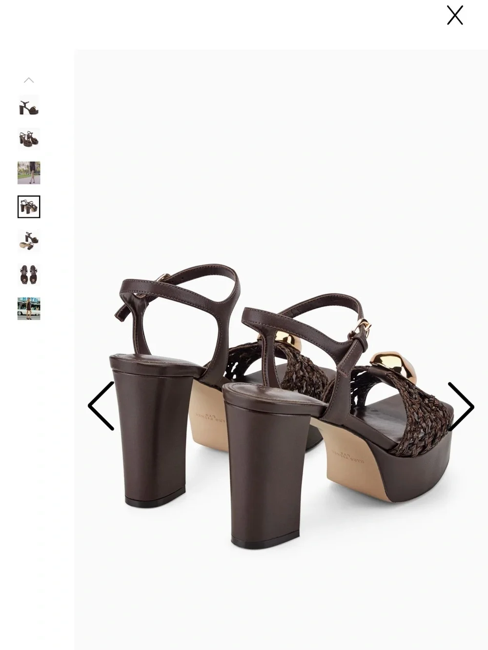 Marc Fisher Dark Brown Braided Platform Sandals with Gold Accent